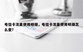 电信卡流量使用明细，电信卡流量使用明细怎么查？