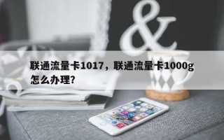 联通流量卡1017，联通流量卡1000g怎么办理？