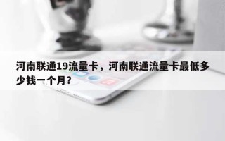 河南联通19流量卡，河南联通流量卡最低多少钱一个月？